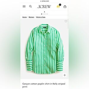 J.Crew. Garçon cotton poplin shirt in Kelly striped print. Size 0. New with tag.